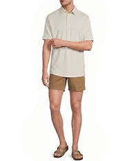 Roundtree & Yorke 6#double; Inseam Flat Front Garment Dyed Elastic Shorts