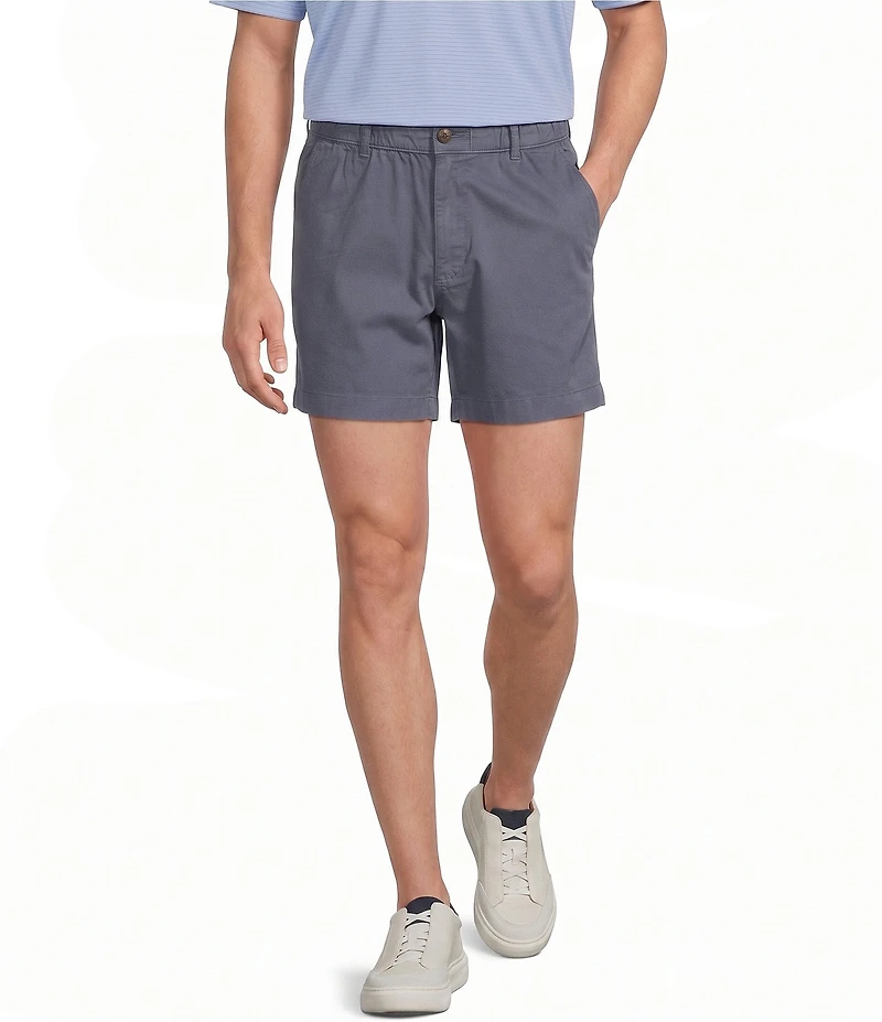 Roundtree & Yorke 6#double; Inseam Flat Front Garment Dyed Elastic Shorts
