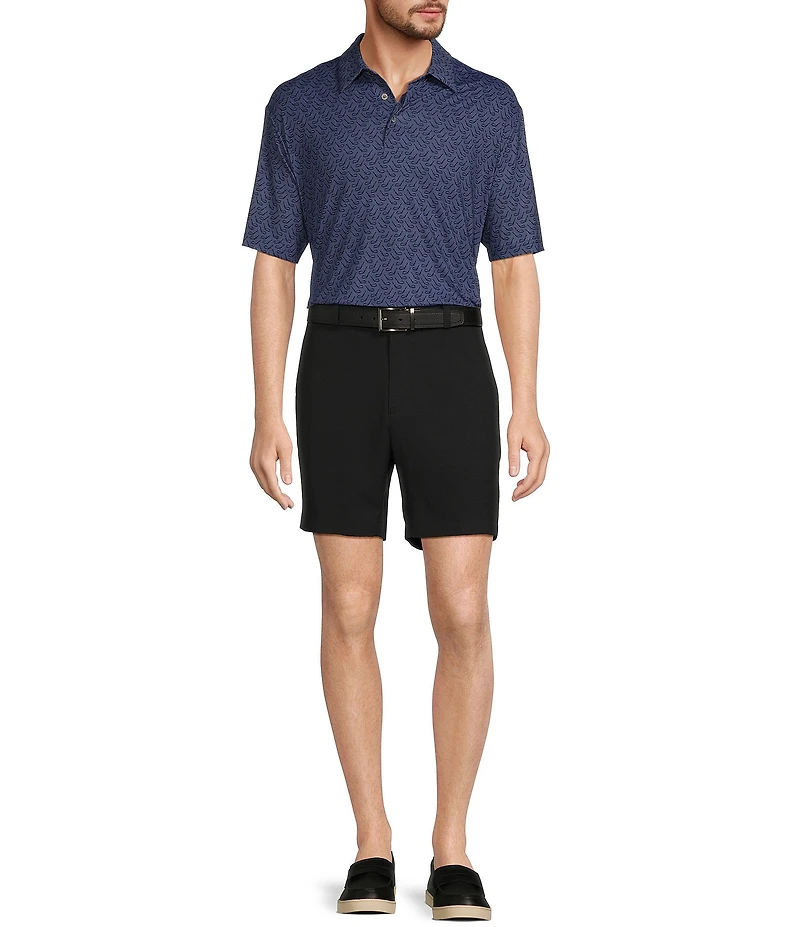 Roundtree & Yorke 7#double; Mid Rise Flat Front Performance Shorts
