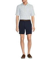 Roundtree & Yorke 7#double; Mid Rise Flat Front Performance Shorts