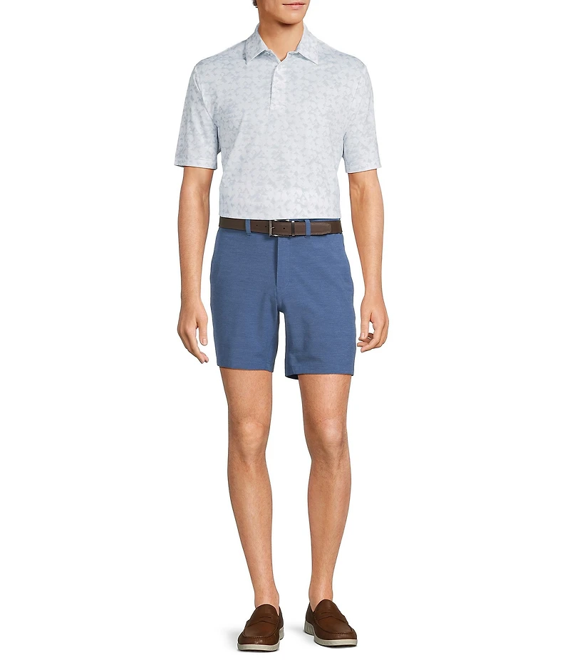 Roundtree & Yorke 7#double; Flat Front Performance Solid Texture Shorts
