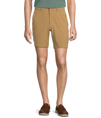 Roundtree & Yorke 7#double; Flat Front Performance Solid Texture Shorts