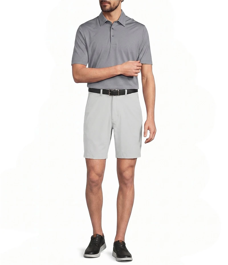 Roundtree & Yorke Solid Flat Front Performance 8#double; Inseam Shorts