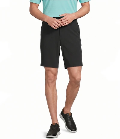 Roundtree & Yorke 9#double; Flat Front Performance Solid Texture Shorts