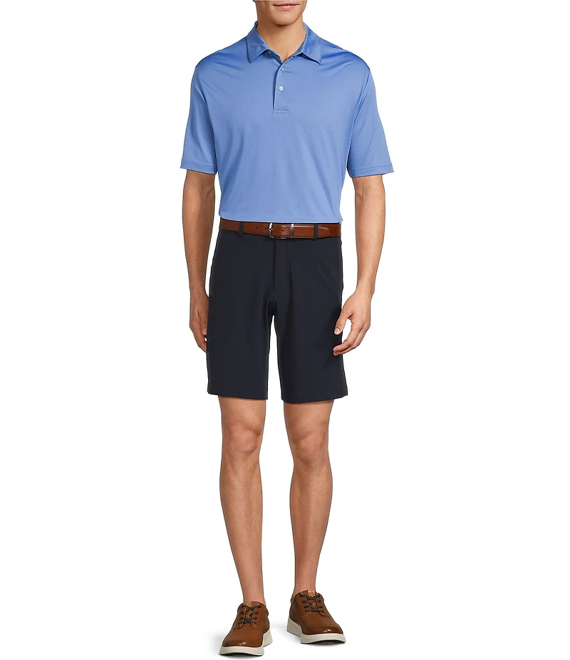 Roundtree & Yorke 9#double; Flat Front Performance Solid Texture Shorts