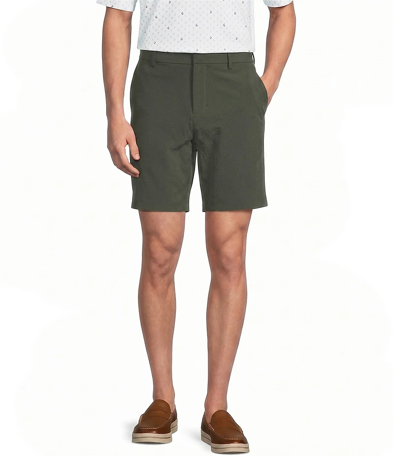 Roundtree & Yorke 9#double; Flat Front Performance Solid Texture Shorts