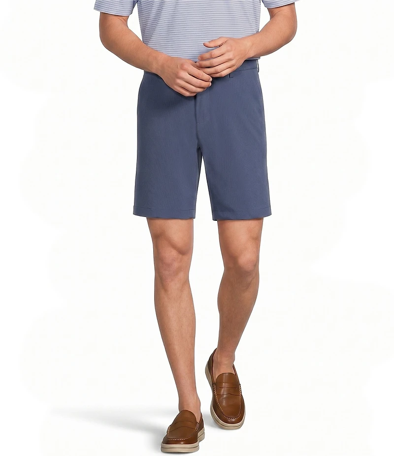 Roundtree & Yorke 9#double; Flat Front Performance Solid Texture Shorts