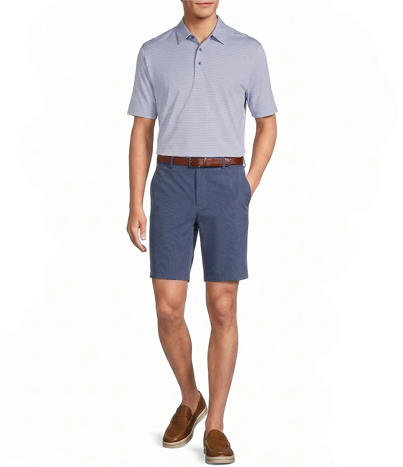 Roundtree & Yorke 9#double; Flat Front Performance Solid Texture Shorts
