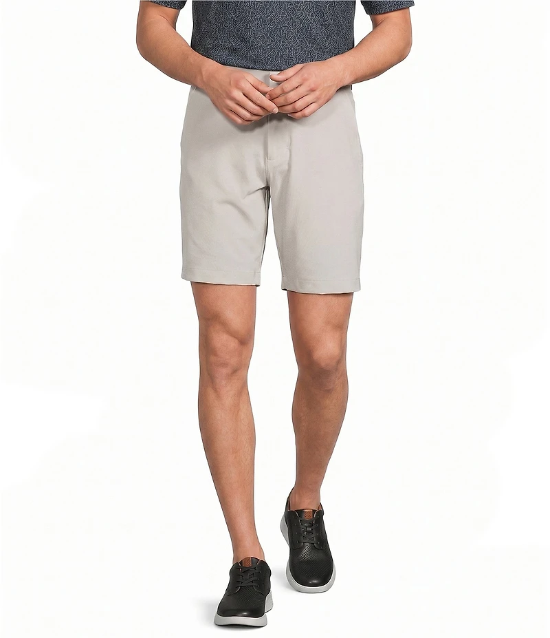 Roundtree & Yorke 9#double; Flat Front Performance Solid Texture Shorts