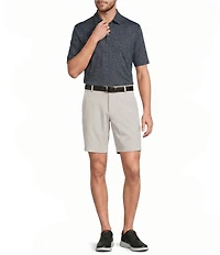 Roundtree & Yorke 9#double; Flat Front Performance Solid Texture Shorts