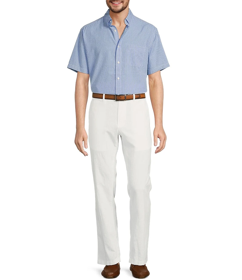 Roundtree & Yorke Andrew Fit Flat Front Solid Linen Chinos