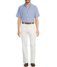 Roundtree & Yorke Andrew Fit Flat Front Solid Linen Chinos