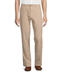 Roundtree & Yorke Andrew Fit Flat Front Solid Linen Chinos