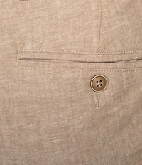 Roundtree & Yorke Andrew Fit Flat Front Solid Linen Chinos
