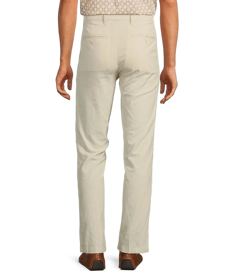 Roundtree & Yorke Andrew Fit Flat Front Solid Linen Chinos