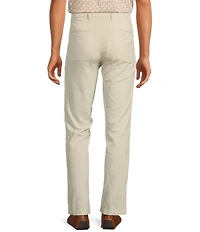 Roundtree & Yorke Andrew Fit Flat Front Solid Linen Chinos