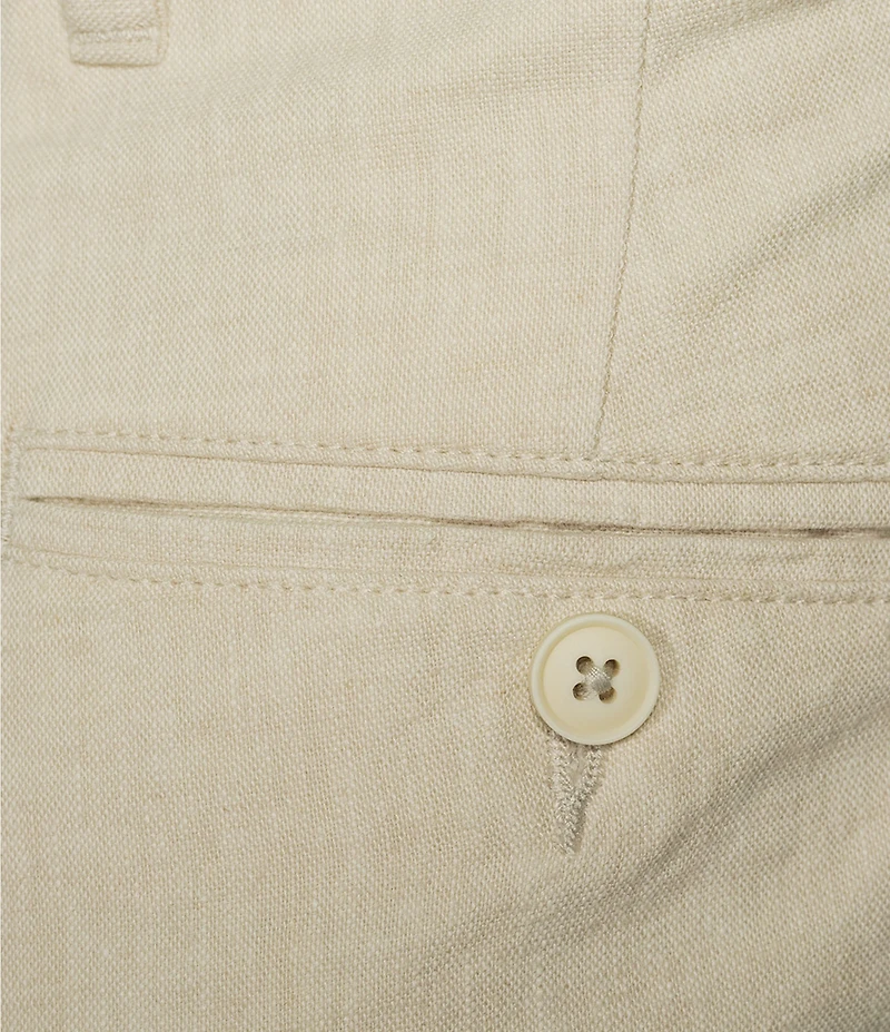 Roundtree & Yorke Andrew Fit Flat Front Solid Linen Chinos