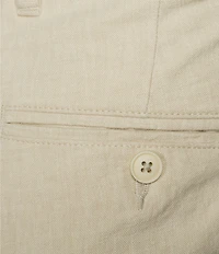 Roundtree & Yorke Andrew Fit Flat Front Solid Linen Chinos