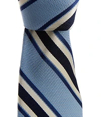 Roundtree & Yorke Big & Tall Fran Striped Print 3 3/8#double; Silk Tie
