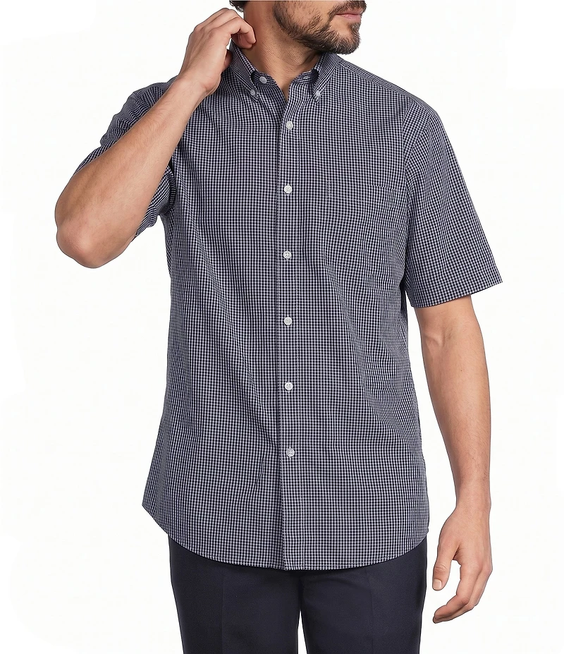 Roundtree & Yorke Big & Tall Non-Iron Short Sleeve Gingham Poplin Sport Shirt