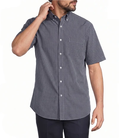 Roundtree & Yorke Big & Tall Non-Iron Short Sleeve Gingham Poplin Sport Shirt