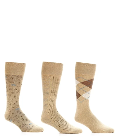 Roundtree & Yorke Big & Tall Argyle Basic Assorted Crew Dress Socks 3-Pack
