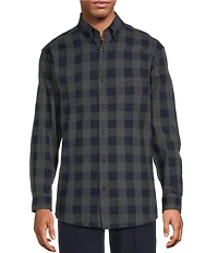 Roundtree & Yorke Big & Tall Buffalo Check Long Sleeve Portuguese Flannel Sport Shirt