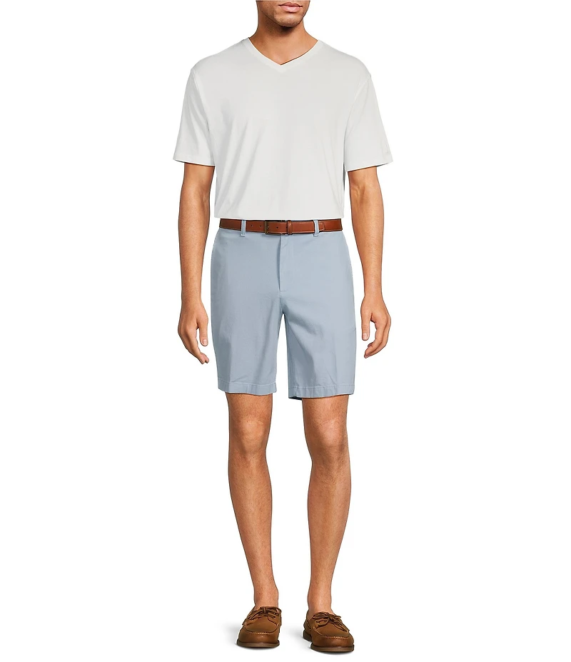 Roundtree & Yorke Big & Tall Flat Front Washed Chino 9-11#double; Inseam Shorts