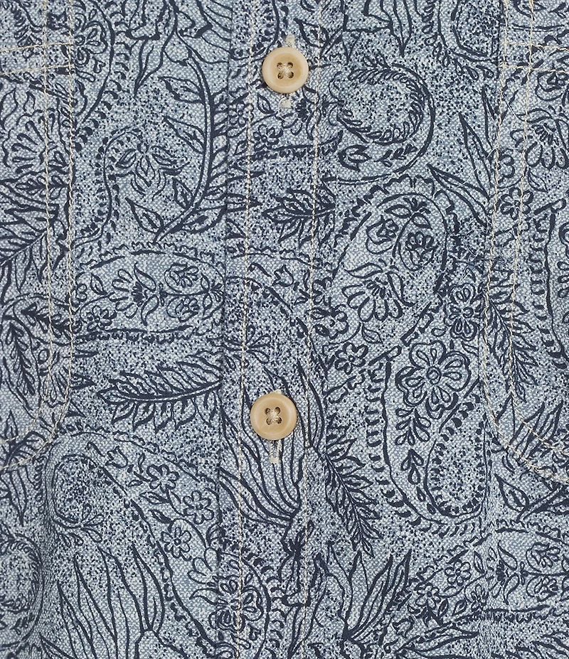 Roundtree & Yorke Big & Tall Large Paisley Print Short Sleeve Chambray Sport Shirt