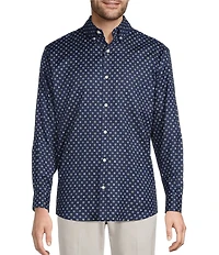 Roundtree & Yorke Big & Tall Long Sleeve Geo Print Oxford Sport Shirt