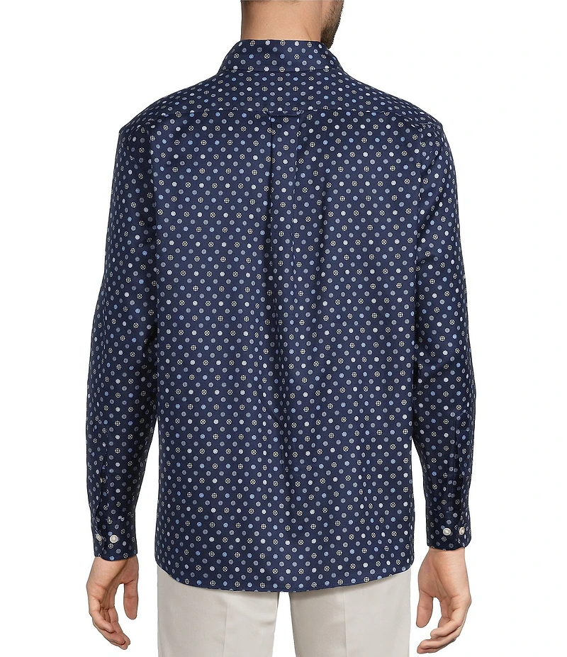 Roundtree & Yorke Big & Tall Long Sleeve Geo Print Oxford Sport Shirt