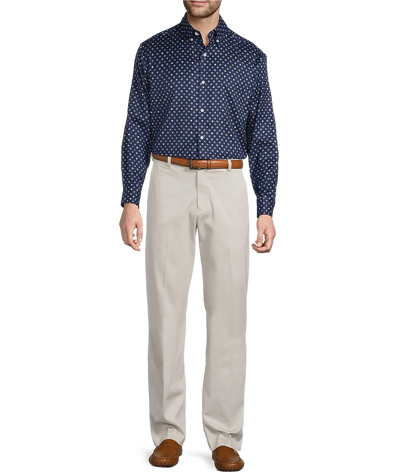 Roundtree & Yorke Big & Tall Long Sleeve Geo Print Oxford Sport Shirt