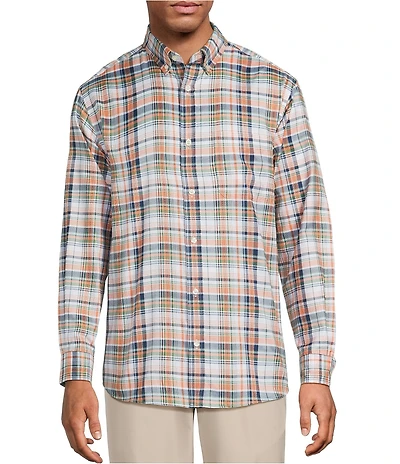 Roundtree & Yorke Big & Tall Long Sleeve Large Plaid Oxford Sport Shirt
