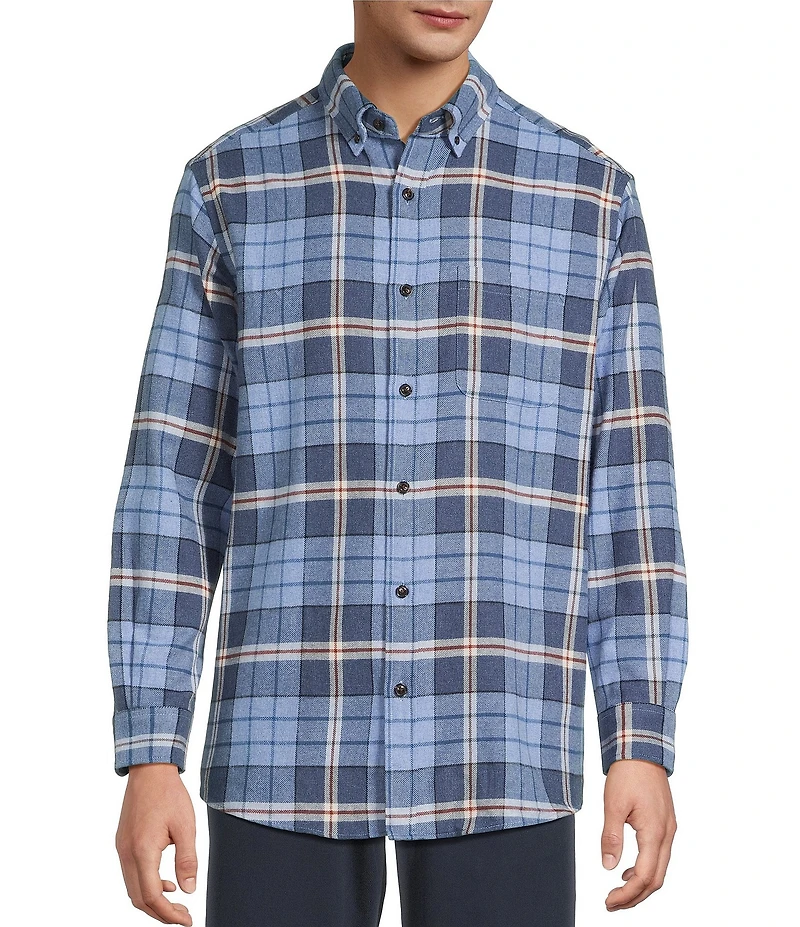 Roundtree & Yorke Big & Tall Long Sleeve Large Plaid Portuguese Flannel Sport Shirt