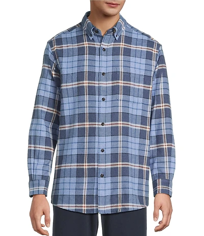 Roundtree & Yorke Big & Tall Long Sleeve Large Plaid Portuguese Flannel Sport Shirt