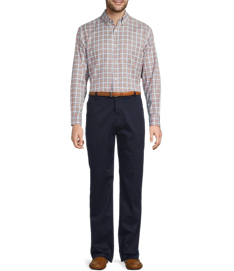 Roundtree & Yorke Big & Tall Long Sleeve Medium Plaid Oxford Sport Shirt