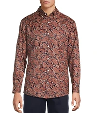 Roundtree & Yorke Big & Tall Long Sleeve Paisley Print Oxford Sport Shirt