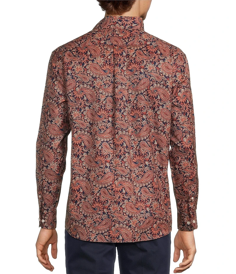 Roundtree & Yorke Big & Tall Long Sleeve Paisley Print Oxford Sport Shirt