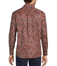 Roundtree & Yorke Big & Tall Long Sleeve Paisley Print Oxford Sport Shirt