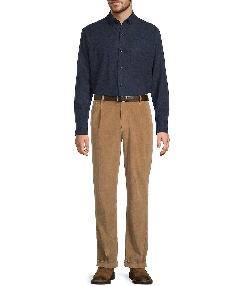 Roundtree & Yorke Big & Tall Long Sleeve Solid Portuguese Flannel Sport Shirt