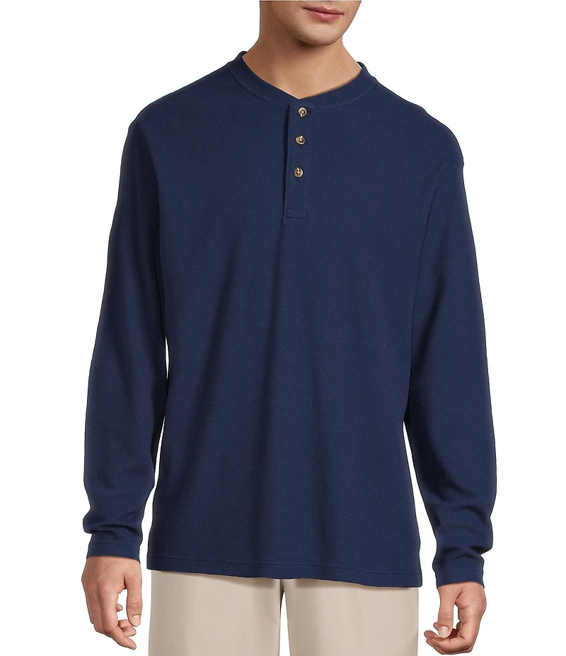 Roundtree & Yorke Big & Tall Long Sleeve Solid Waffle Henley Shirt
