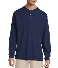 Roundtree & Yorke Big & Tall Long Sleeve Solid Waffle Henley Shirt