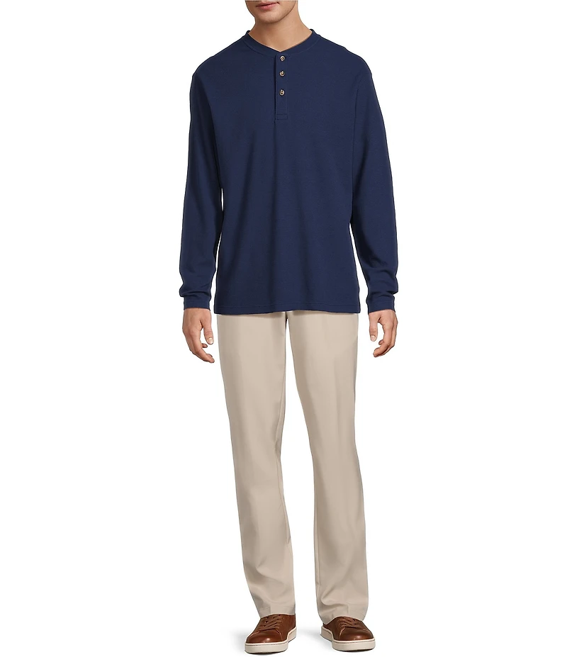 Roundtree & Yorke Big & Tall Long Sleeve Solid Waffle Henley Shirt