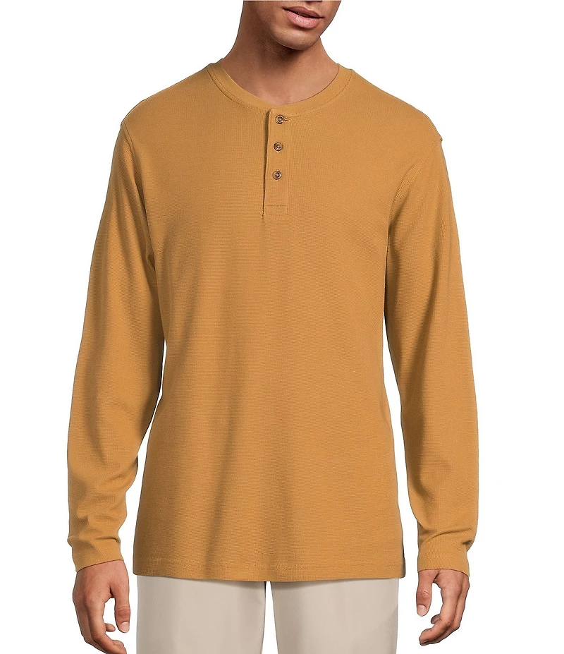 Roundtree & Yorke Big & Tall Long Sleeve Solid Waffle Henley Shirt