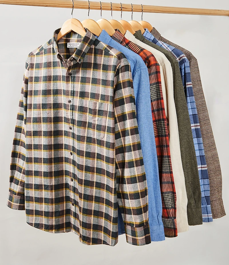 Roundtree & Yorke Big & Tall Medium Plaid Long Sleeve Portuguese Flannel Sport Shirt