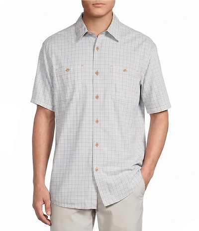 Roundtree & Yorke Big & Tall Mini Plaid Short Sleeve Sport Shirt