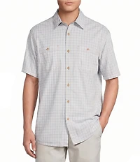 Roundtree & Yorke Big & Tall Mini Plaid Short Sleeve Sport Shirt