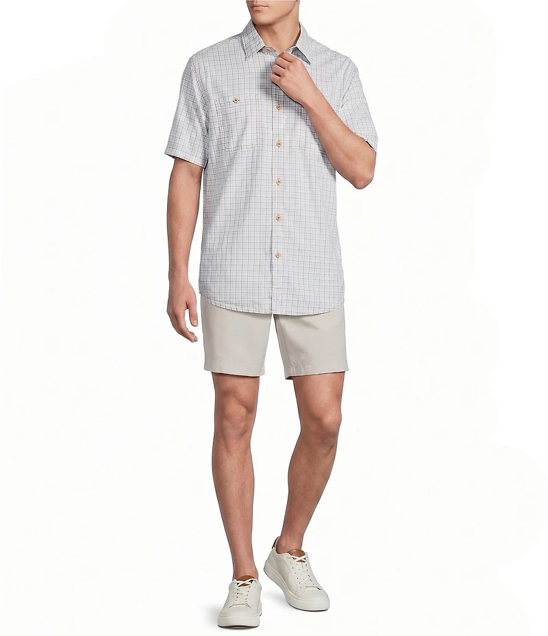 Roundtree & Yorke Big & Tall Mini Plaid Short Sleeve Sport Shirt