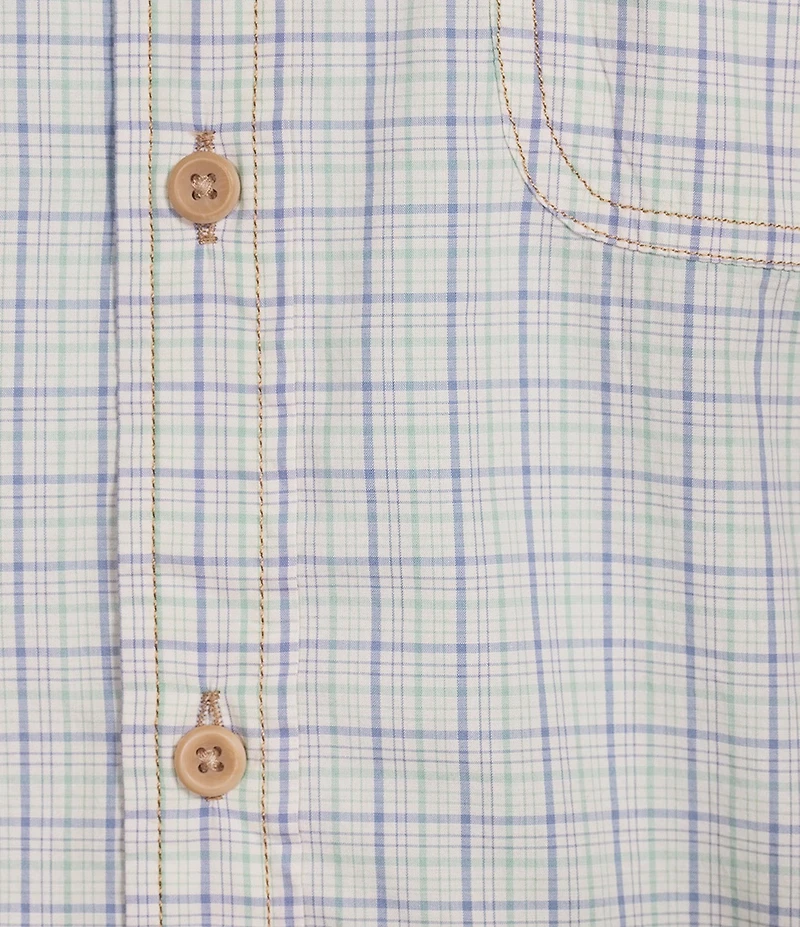 Roundtree & Yorke Big & Tall Mini Plaid Short Sleeve Sport Shirt