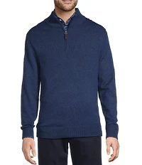 Roundtree & Yorke Big & Tall Mock Neck Long Sleeve Solid Quarter Zip Sweater Pullover